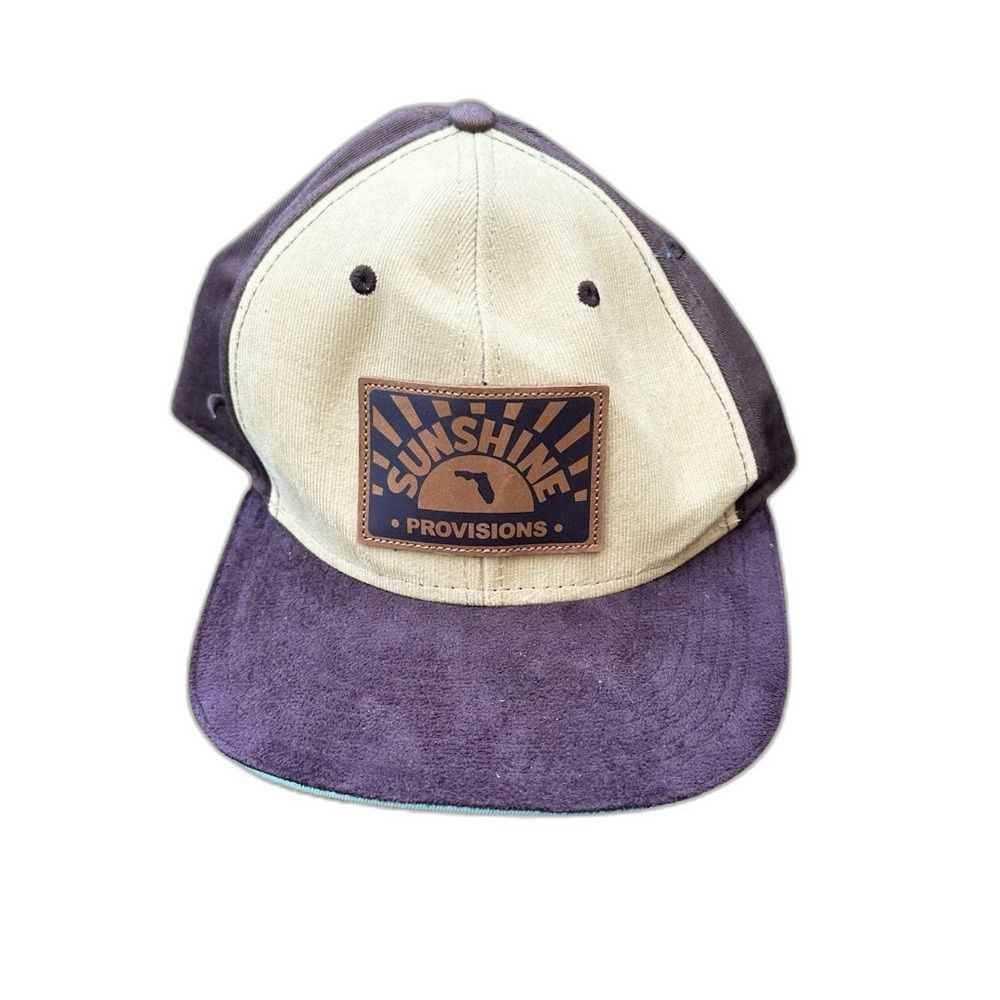 NEW Sunshine Provisions Brown Flat Bill Hat Tan Snapback Corduroy Suede NWT